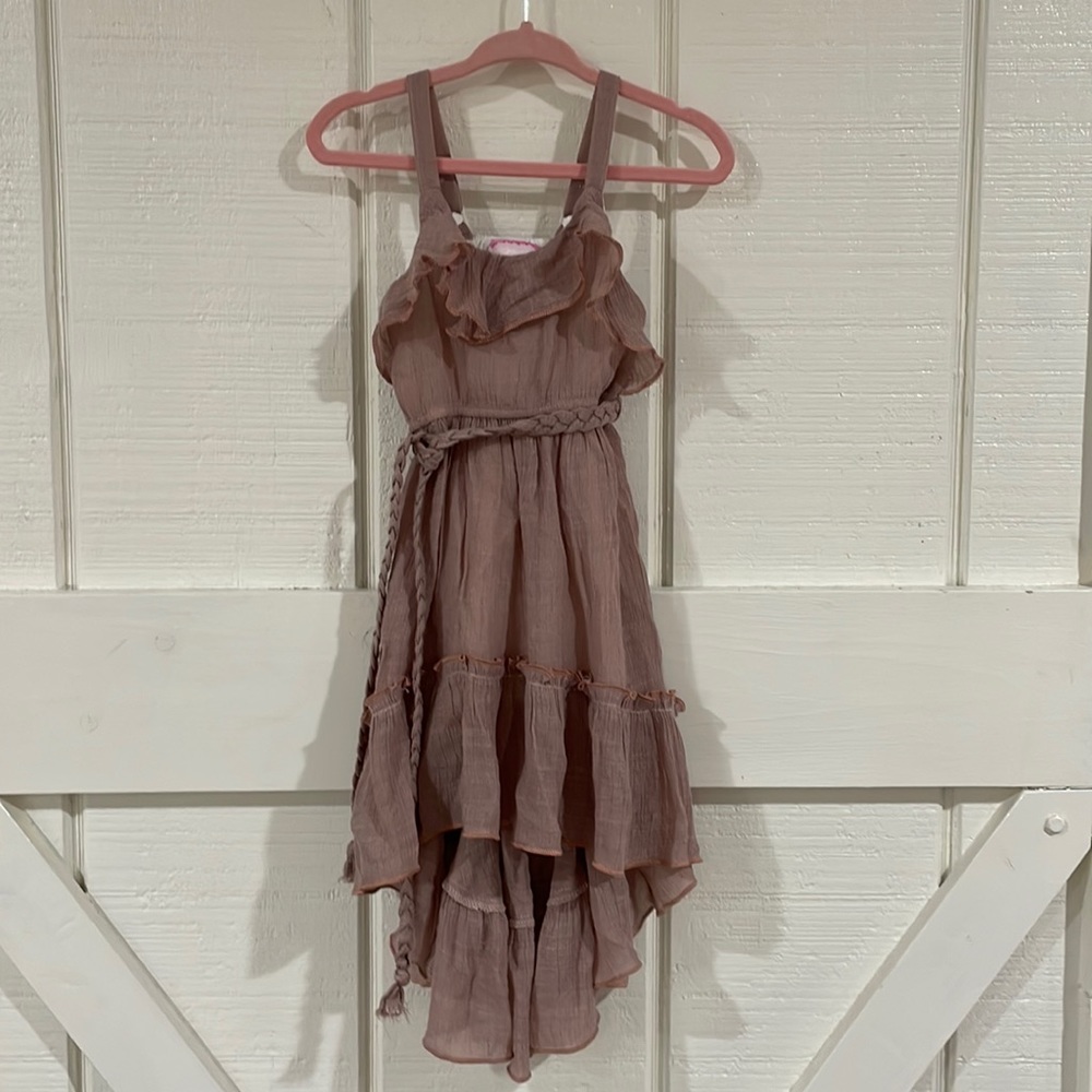 2T Taupe / Mauve Linen High-Low Dress